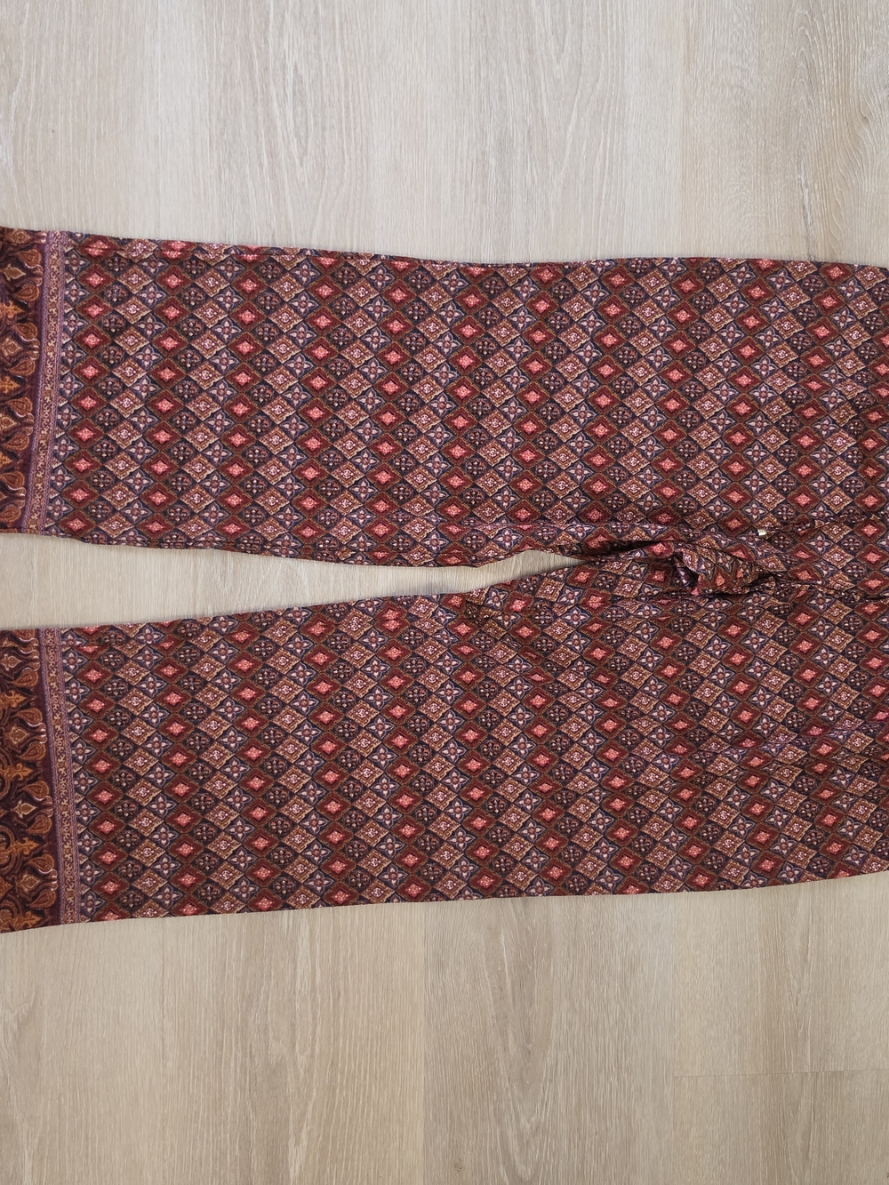 Red Patterned Drawstring Pants - Picture 3 of 4